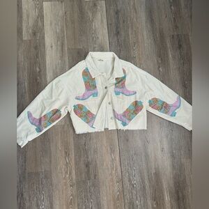 Peach Love California Cream and Teal Corduroy Jacket